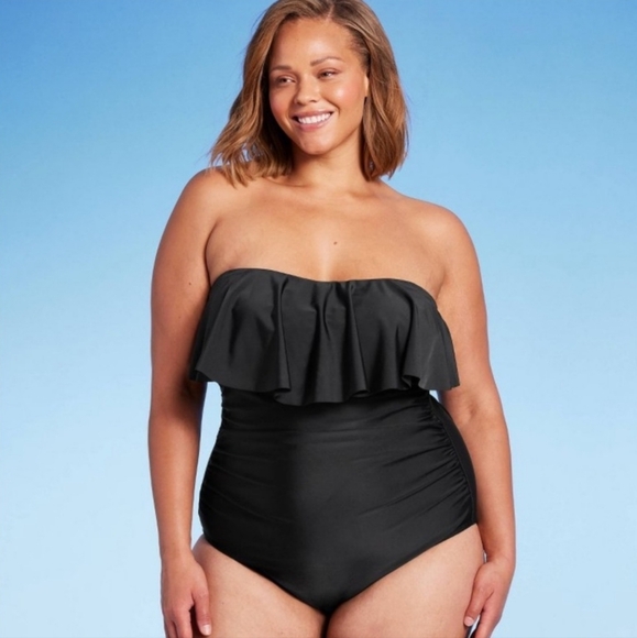 Kona Sol Other - Kona Sol Flounce Bandeau Strapless One Piece Swimsuit Size 16